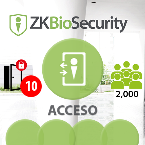      -Software de Acceso ZKBioSecurity V5000 (Licencia permanente para 10 Puertas)  ZKSoftware (ZKBS-AC-P10)